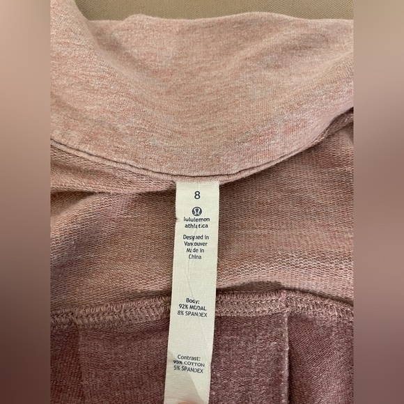 Lululemon Womens sz 8 Wrap Ribbed Open Front Cardigan Rose Pink Button Neck - Picture 5 of 5